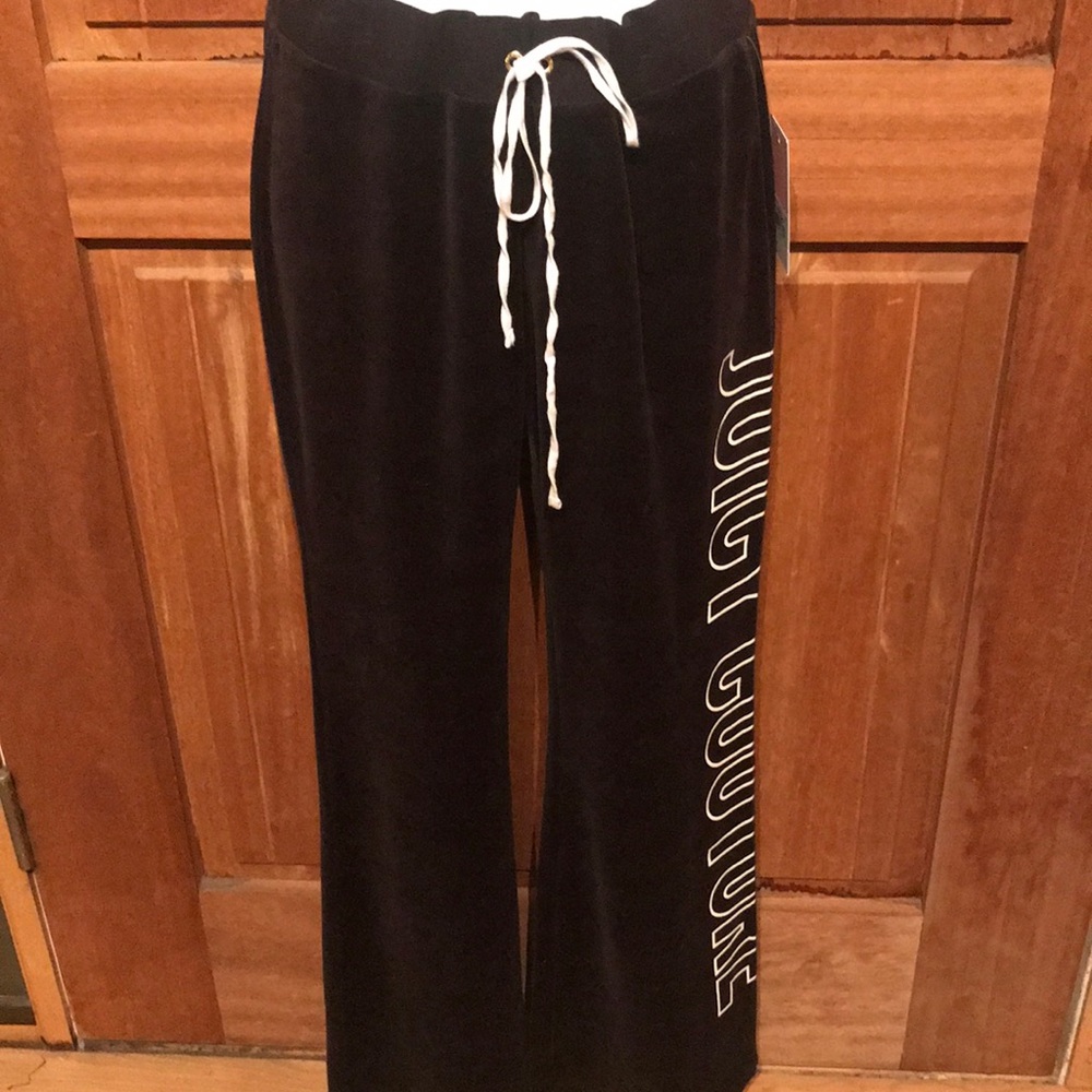 Juicy Couture Logo Block Letter Velour Pants